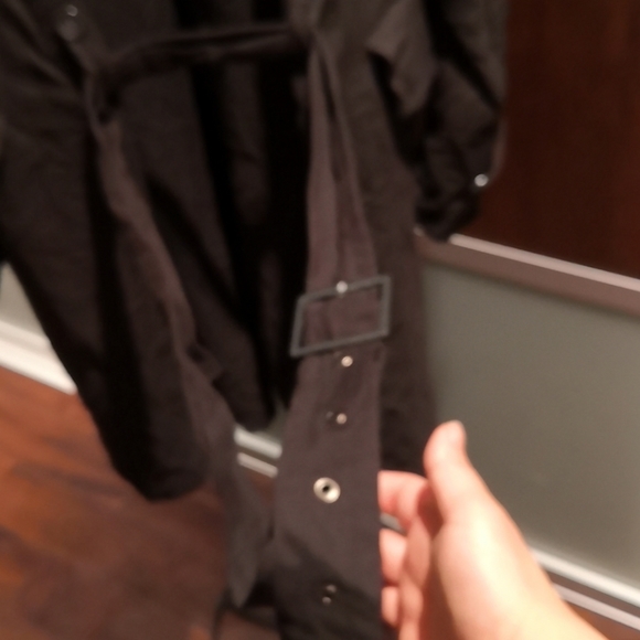 Men's black cotton trench style coat - Picture 7 of 7